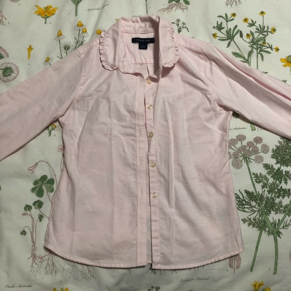Lands' End Girls Pink Collared Button Down Shirt - Picture 3 of 8